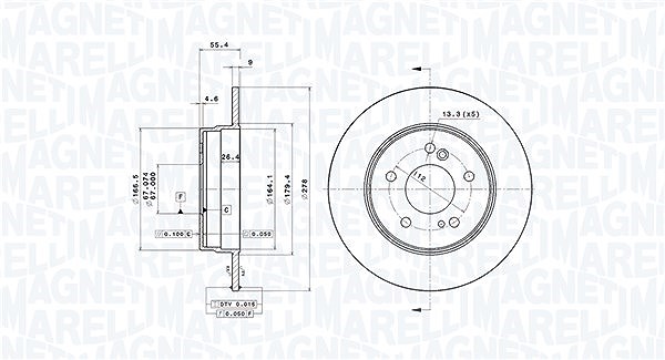 Magneti Marelli Bremsscheibe [Hersteller-Nr. 360406032101] für Chrysler, Mercedes-Benz