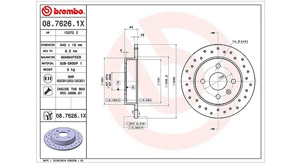 Magneti Marelli Bremsscheibe [Hersteller-Nr. 360406038902] für Vauxhall, Opel