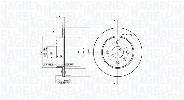 Magneti Marelli Bremsscheibe [Hersteller-Nr. 360406038901] für Vauxhall, Opel