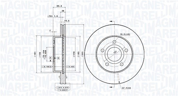 Magneti Marelli Bremsscheibe [Hersteller-Nr. 360406029901] für Jeep