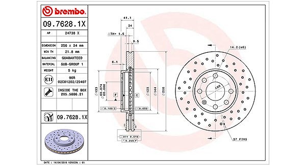 Magneti Marelli Bremsscheibe [Hersteller-Nr. 360406038702] für Vauxhall, Opel