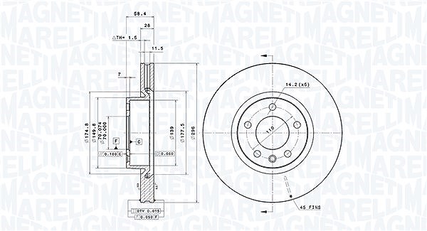 Magneti Marelli Bremsscheibe [Hersteller-Nr. 360406037701] für Vauxhall, Opel