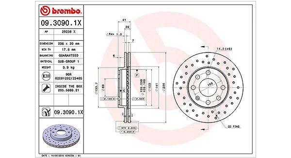 Magneti Marelli Bremsscheibe [Hersteller-Nr. 360406037302] für Chevrolet, Daewoo