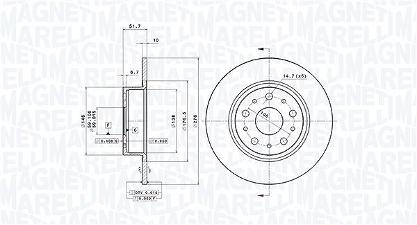 Magneti Marelli Bremsscheibe [Hersteller-Nr. 360406029301] für Lancia, Alfa Romeo