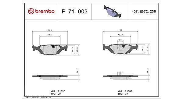 Magneti Marelli Bremsbelagsatz, Scheibenbremse [Hersteller-Nr. 363700471003] für Volvo, Saab