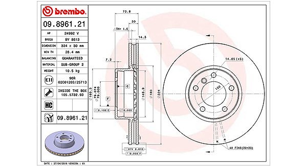 Magneti Marelli Bremsscheibe [Hersteller-Nr. 360406017201] für BMW