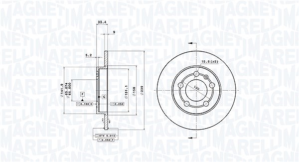 Magneti Marelli Bremsscheibe [Hersteller-Nr. 360406013201] für VW, Audi, Skoda