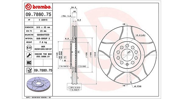 Magneti Marelli Bremsscheibe [Hersteller-Nr. 360406013105] für VW, Audi, Skoda, Seat