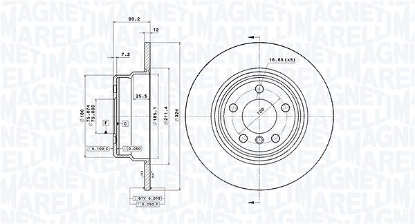 Magneti Marelli Bremsscheibe [Hersteller-Nr. 360406017001] für BMW