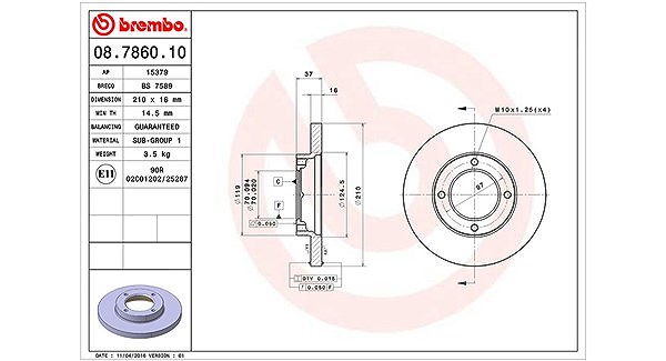 Magneti Marelli Bremsscheibe [Hersteller-Nr. 360406019500] für Daihatsu, Piaggio