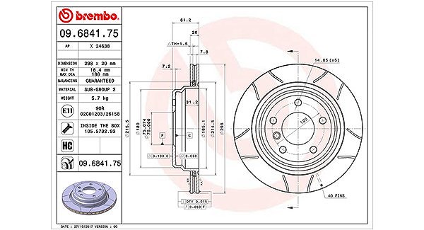Magneti Marelli Bremsscheibe [Hersteller-Nr. 360406016505] für BMW