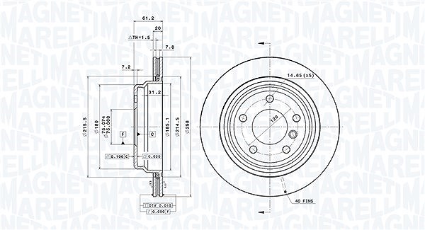 Magneti Marelli Bremsscheibe [Hersteller-Nr. 360406016501] für BMW