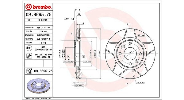 Magneti Marelli Bremsscheibe [Hersteller-Nr. 360406018705] für Peugeot, Ds, Citroën