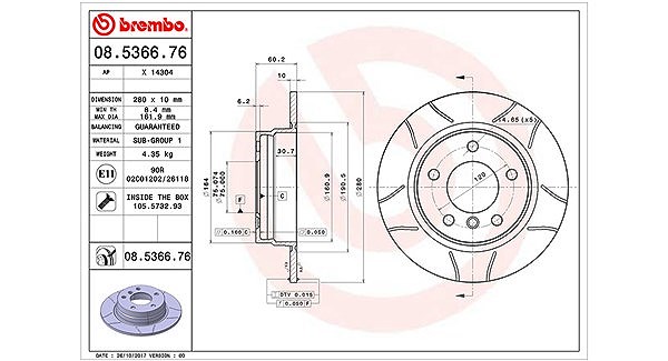 Magneti Marelli Bremsscheibe [Hersteller-Nr. 360406016105] für BMW