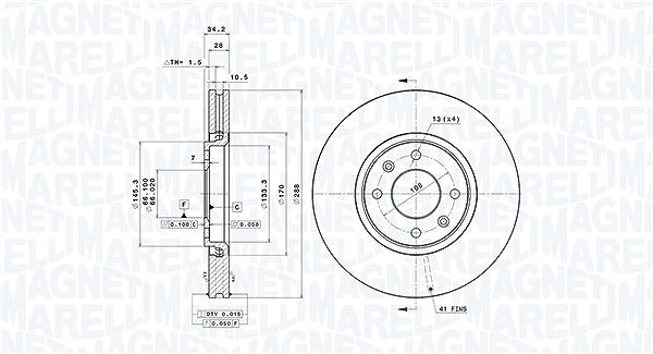Magneti Marelli Bremsscheibe [Hersteller-Nr. 360406018601] für Citroën