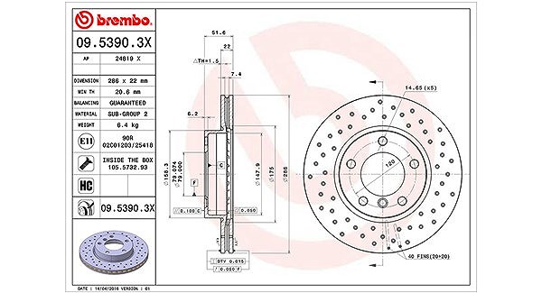Magneti Marelli Bremsscheibe [Hersteller-Nr. 360406016002] für BMW