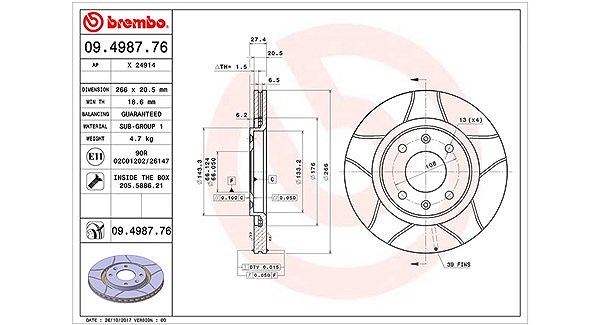 Magneti Marelli Bremsscheibe [Hersteller-Nr. 360406017805] für Peugeot, Citroën