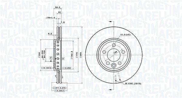 Magneti Marelli Bremsscheibe [Hersteller-Nr. 360406014601] für Mg, Rover