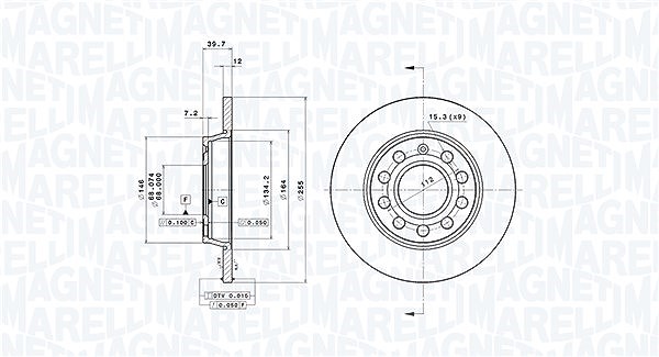 Magneti Marelli Bremsscheibe [Hersteller-Nr. 360406013401] für VW, Seat, Audi