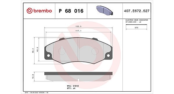 Magneti Marelli Bremsbelagsatz, Scheibenbremse [Hersteller-Nr. 363700468016] für Renault