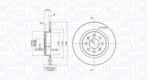 Magneti Marelli Bremsscheibe [Hersteller-Nr. 360406024201] für Fiat, Vauxhall, Opel, Abarth