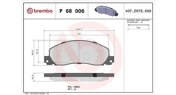 Magneti Marelli Bremsbelagsatz, Scheibenbremse [Hersteller-Nr. 363700468006] für Opel, Vauxhall, Renault