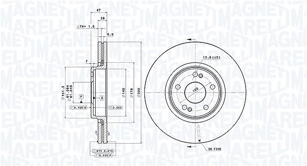 Magneti Marelli Bremsscheibe [Hersteller-Nr. 360406008701] für Renault