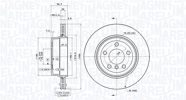 Magneti Marelli Bremsscheibe [Hersteller-Nr. 360406004501] für BMW