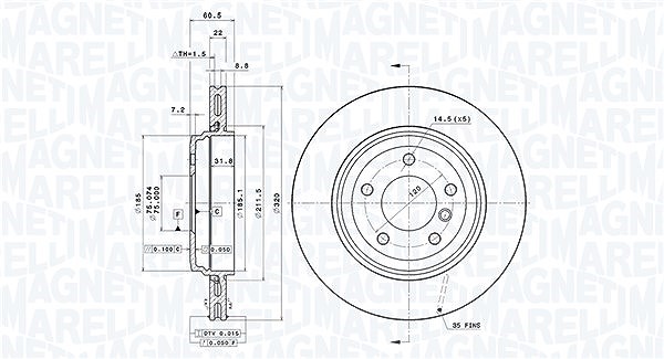 Magneti Marelli Bremsscheibe [Hersteller-Nr. 360406004201] für BMW