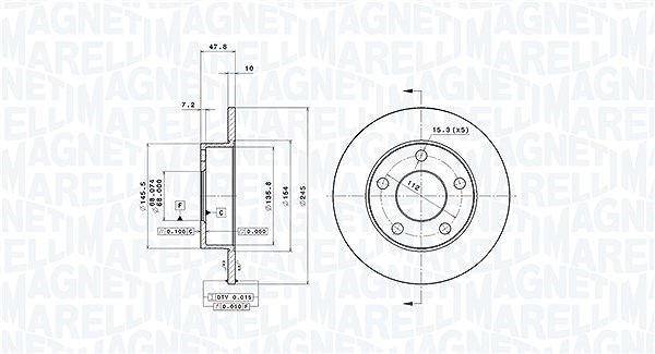 Magneti Marelli Bremsscheibe [Hersteller-Nr. 360406012801] für Audi, VW