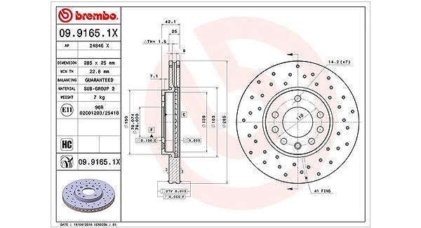 Magneti Marelli Bremsscheibe [Hersteller-Nr. 360406008302] für Opel, Saab, Vauxhall, Cadillac
