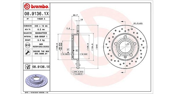 Magneti Marelli Bremsscheibe [Hersteller-Nr. 360406012202] für Seat, Audi