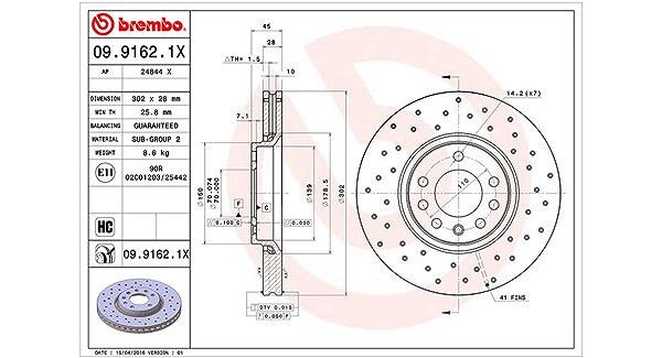 Magneti Marelli Bremsscheibe [Hersteller-Nr. 360406008202] für Opel, Cadillac, Vauxhall, Saab