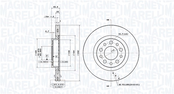 Magneti Marelli Bremsscheibe [Hersteller-Nr. 360406011801] für Alfa Romeo