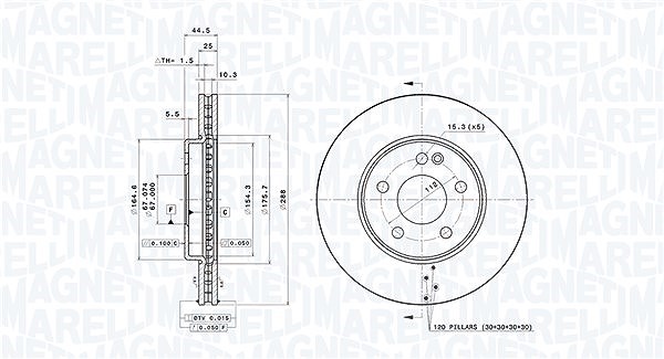 Magneti Marelli Bremsscheibe [Hersteller-Nr. 360406007501] für Mercedes-Benz
