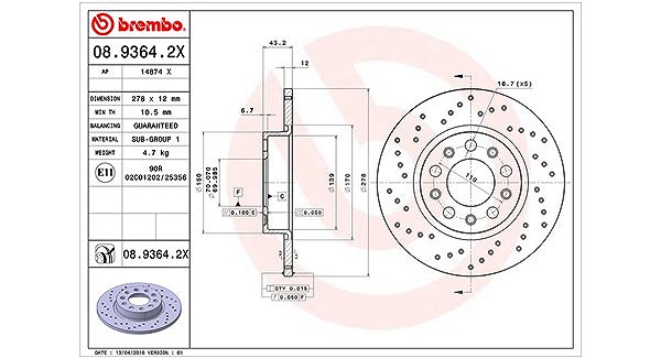 Magneti Marelli Bremsscheibe [Hersteller-Nr. 360406011402] für Alfa Romeo, Jeep, Fiat