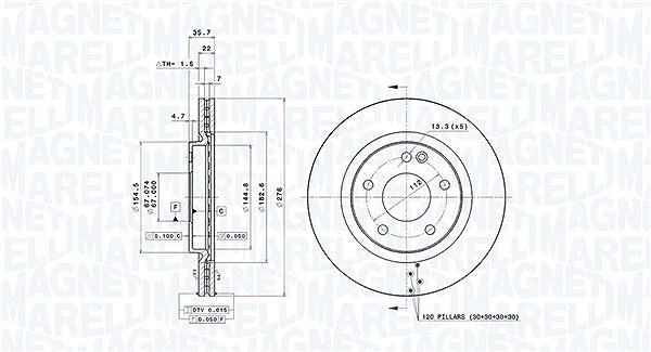 Magneti Marelli Bremsscheibe [Hersteller-Nr. 360406007001] für Mercedes-Benz