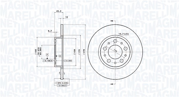 Magneti Marelli Bremsscheibe [Hersteller-Nr. 360406011201] für Alfa Romeo