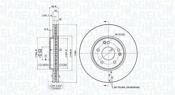 Magneti Marelli Bremsscheibe [Hersteller-Nr. 360406006801] für Mercedes-Benz