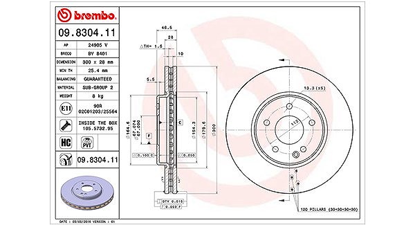 Magneti Marelli Bremsscheibe [Hersteller-Nr. 360406006401] für Chrysler, Mercedes-Benz