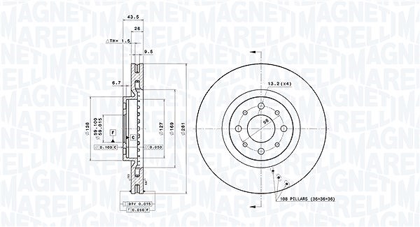 Magneti Marelli Bremsscheibe [Hersteller-Nr. 360406010401] für Fiat, Alfa Romeo, Lancia