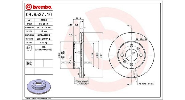 Magneti Marelli Bremsscheibe [Hersteller-Nr. 360406004900] für Hyundai
