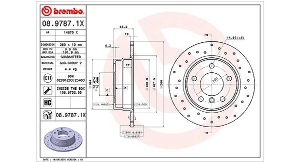 Magneti Marelli Bremsscheibe [Hersteller-Nr. 360406004802] für BMW