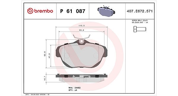 Magneti Marelli Bremsbelagsatz, Scheibenbremse [Hersteller-Nr. 363700461087] für Citroën