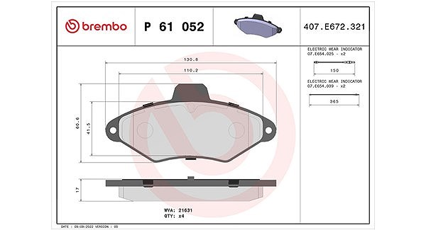 Magneti Marelli Bremsbelagsatz, Scheibenbremse [Hersteller-Nr. 363700461052] für Citroën