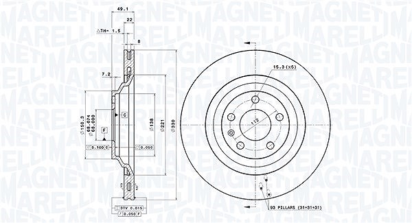 Magneti Marelli Bremsscheibe [Hersteller-Nr. 360406002201] für Audi