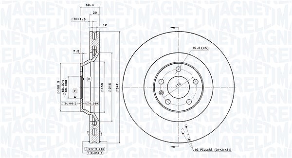 Magneti Marelli Bremsscheibe [Hersteller-Nr. 360406002101] für Audi