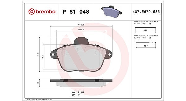 Magneti Marelli Bremsbelagsatz, Scheibenbremse [Hersteller-Nr. 363700461048] für Peugeot