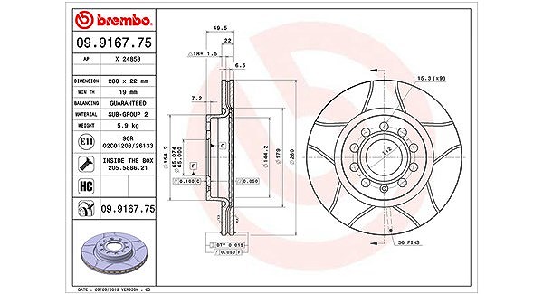 Magneti Marelli Bremsscheibe [Hersteller-Nr. 360406002005] für VW, Skoda, Audi, Seat