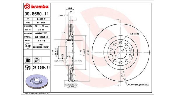 Magneti Marelli Bremsscheibe [Hersteller-Nr. 360406001801] für Audi
